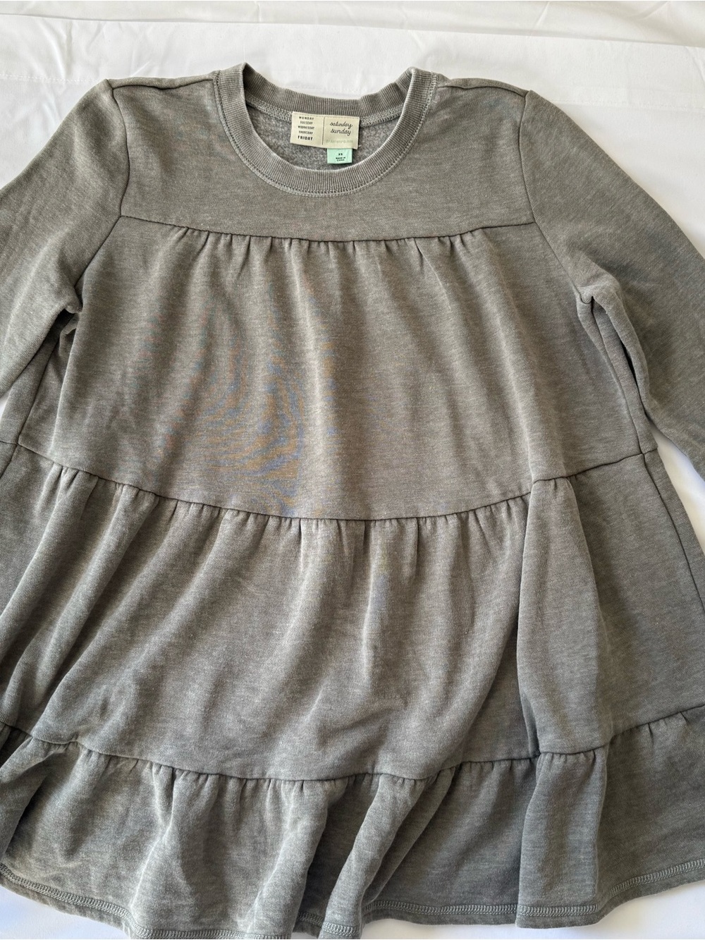 Anthropologie- Green Gray Tiered Long Sleeve Sweatshirt Tunic- Women- Size XS